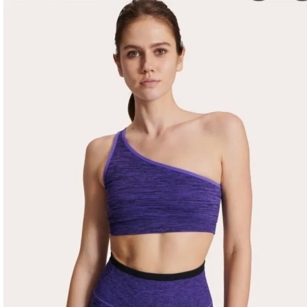 Peloton Purple One-Shoulder Seamless Crop Sports Bra